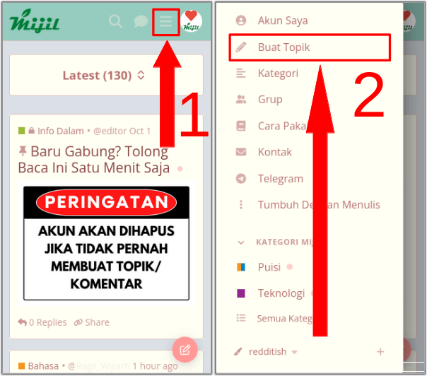 cara buat topik home ke menu utama mijil