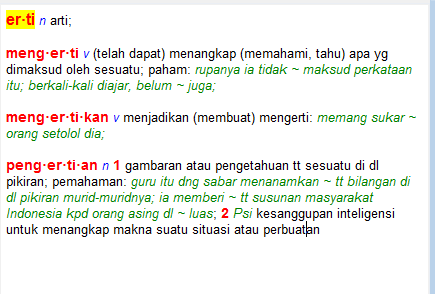 erti arti makna semantik kbbi kamus bahasa indonesia